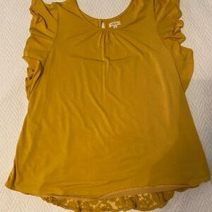 Mustard Yellow Ruffled Sleeve Top